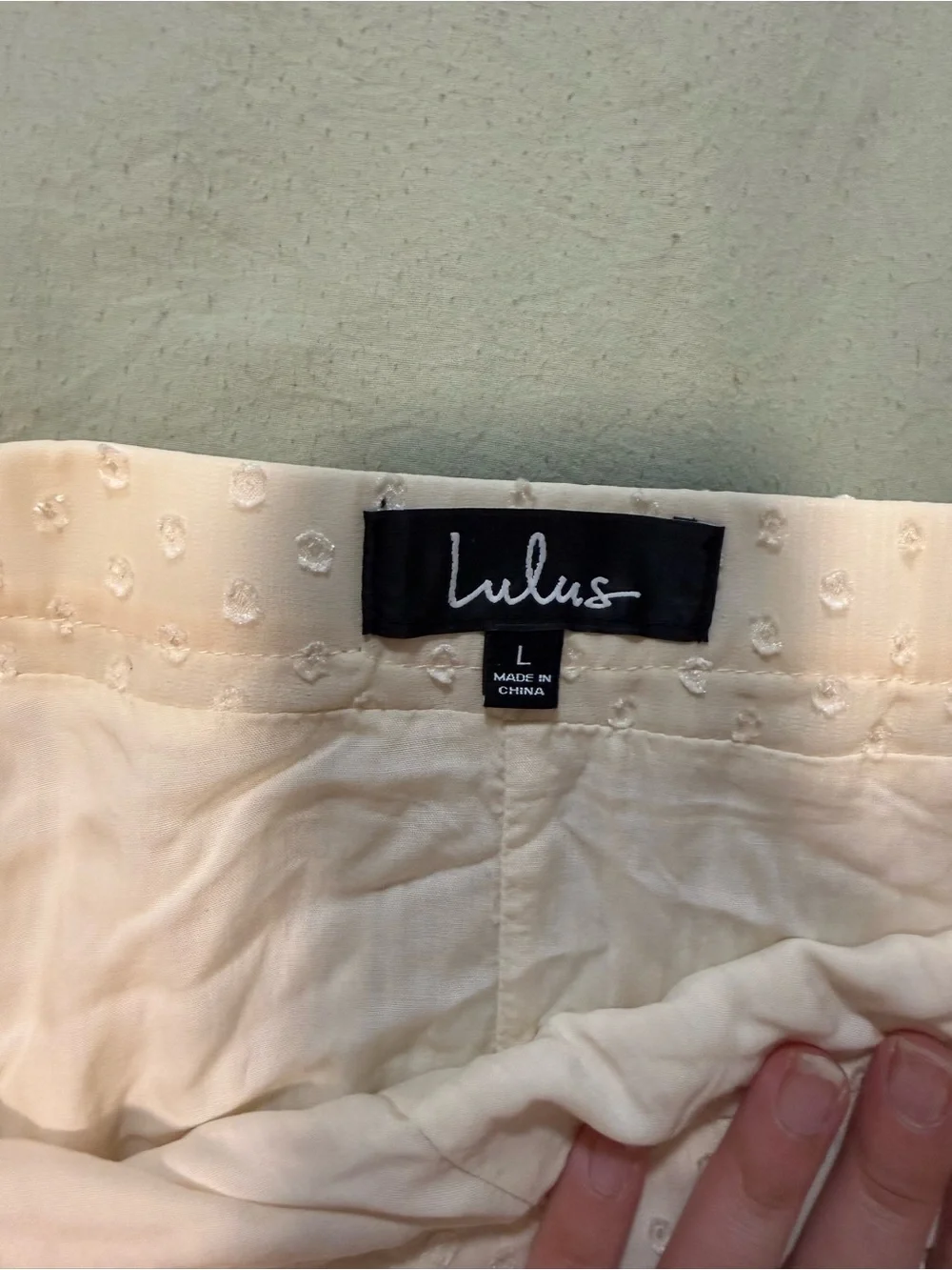 Lulu's Cream Pleated Midi Skirt with Dot Texture